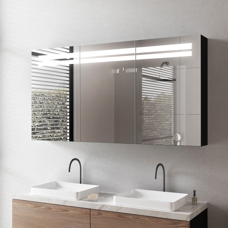 Beleuchtete Bad-Spiegelschrank van zwart aluminium - Mosel/Zwart Beleuchtete Bad-Spiegelschrank van zwart aluminium - Mosel/Zwart