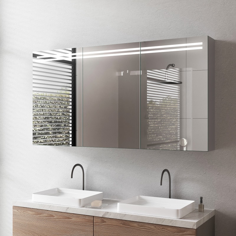 Aluminium badkamer spiegelkast met LED - Line Aluminium badkamer spiegelkast met LED - Line
