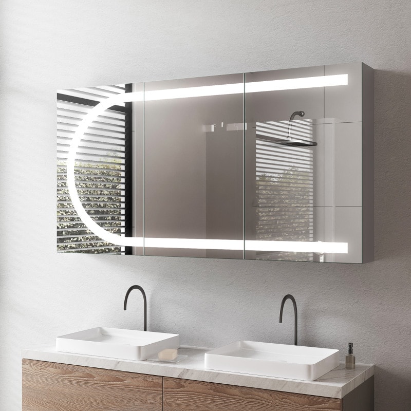 Aluminium badkamerspiegelkast met LED - Saale Aluminium badkamerspiegelkast met LED - Saale