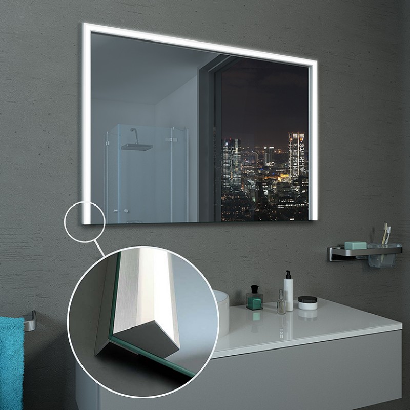 LED-lichtspiegel op maat, optioneel met klok - Rheine 3 LED-lichtspiegel op maat, optioneel met klok - Rheine 3