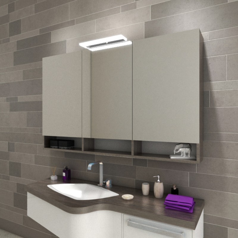 Badkamer spiegelkast met LED lamp Katherine en planken 2 Badkamer spiegelkast met LED lamp Katherine en planken 2