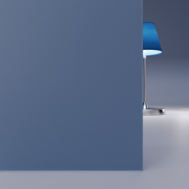 Blauw gelakt gehard veiligheidsglas Satijn 4mm