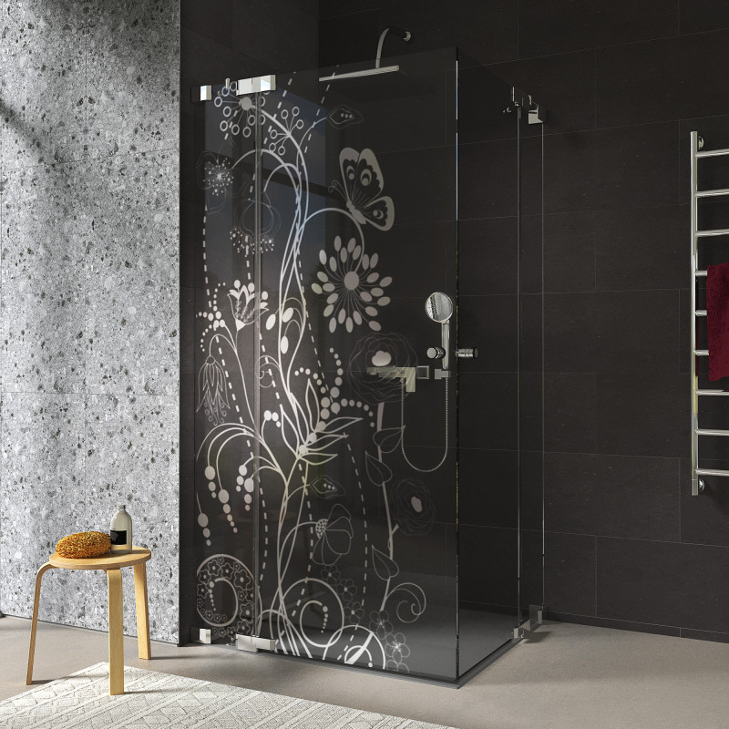 Douchecabine glas hoekinstap BLOEMEN 1/209