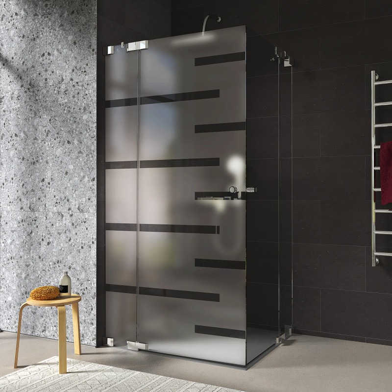 Douchecabine glas met decor hoekinstap AREA 7/209