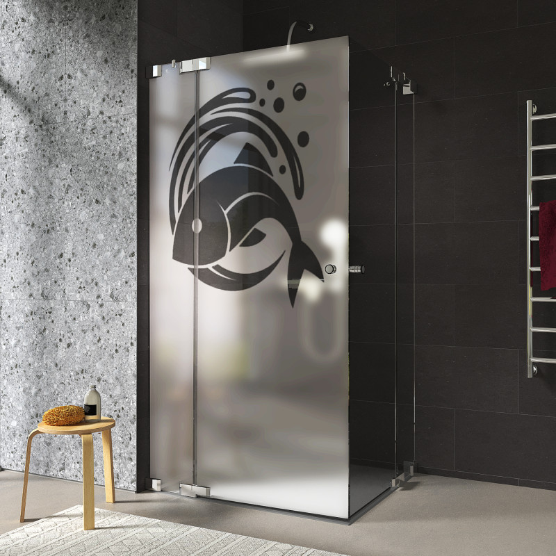 Douchecabine van glas met visdecoratie 1/209