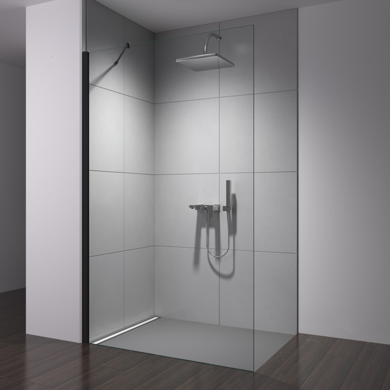 Douchescherm: 45° stabilisatiestang zwart