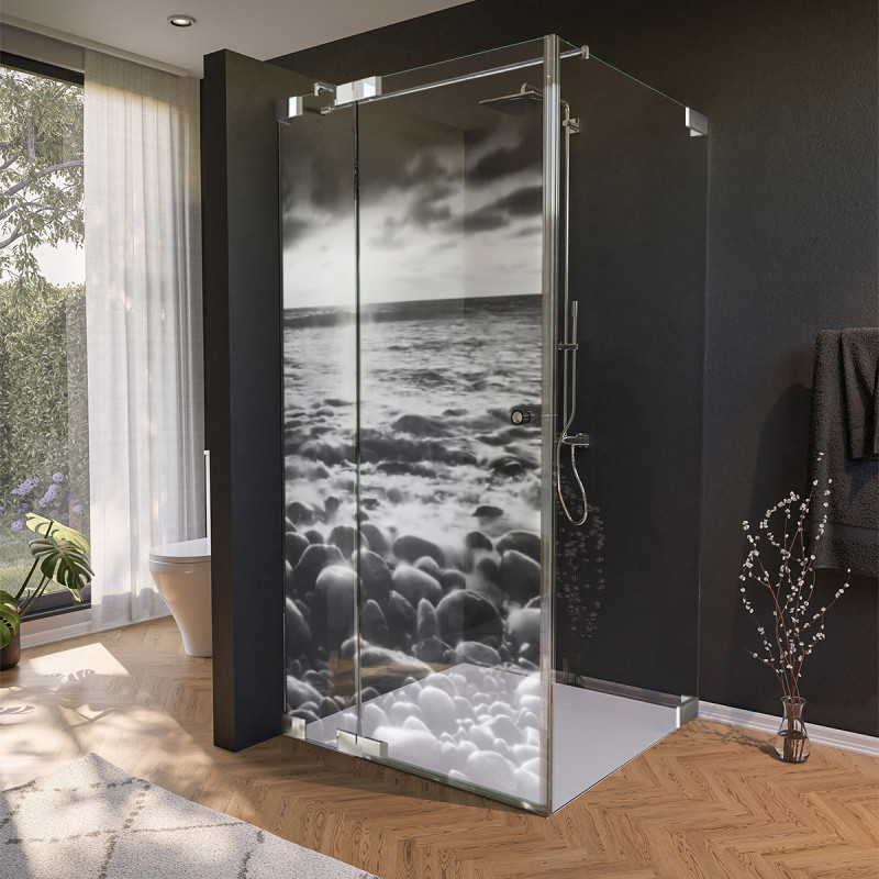 Glas Douche cabine deur zijdelings met motief ZEE 1/210