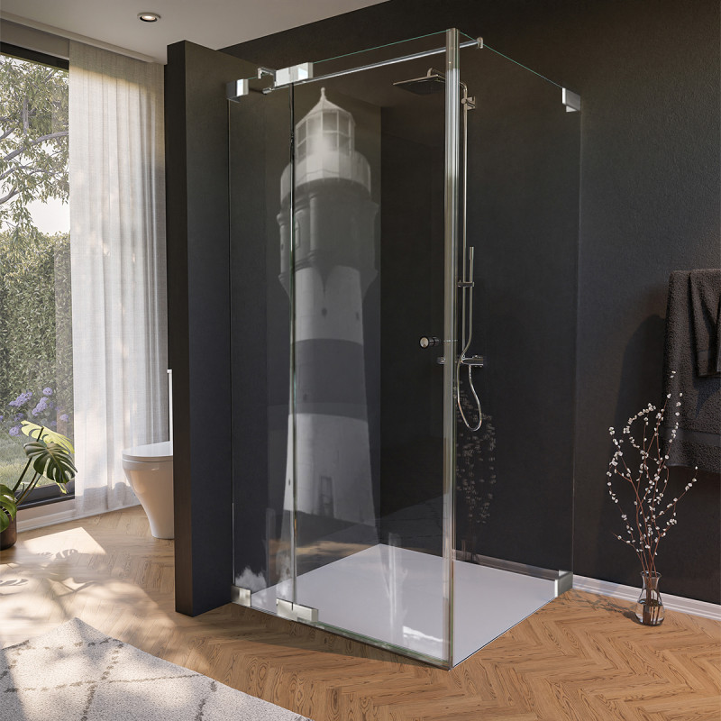 Glas Douchecabine Deur zijdelings met motief VUURTOREN 1/210