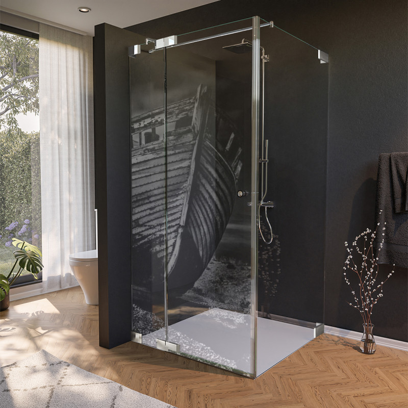 Glas douchecabine deur aan de zijkant met motief BOOT 1/210