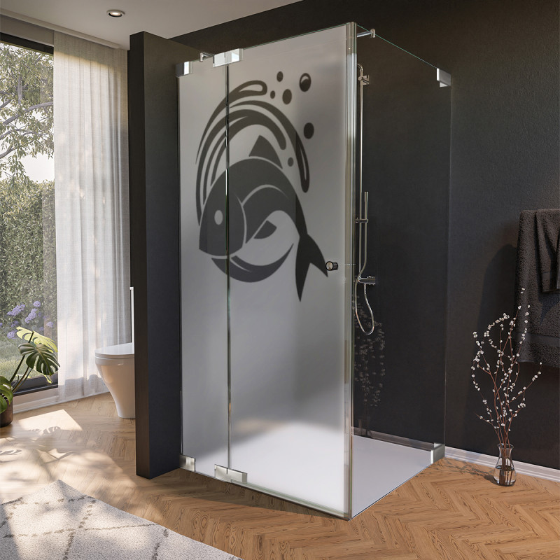 Glas douchecabine deur aan de zijkant met vismotief 1/210