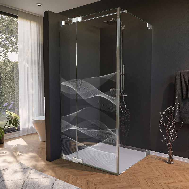 Glas douchecabine deur met zijdecor ARRAY 2/210