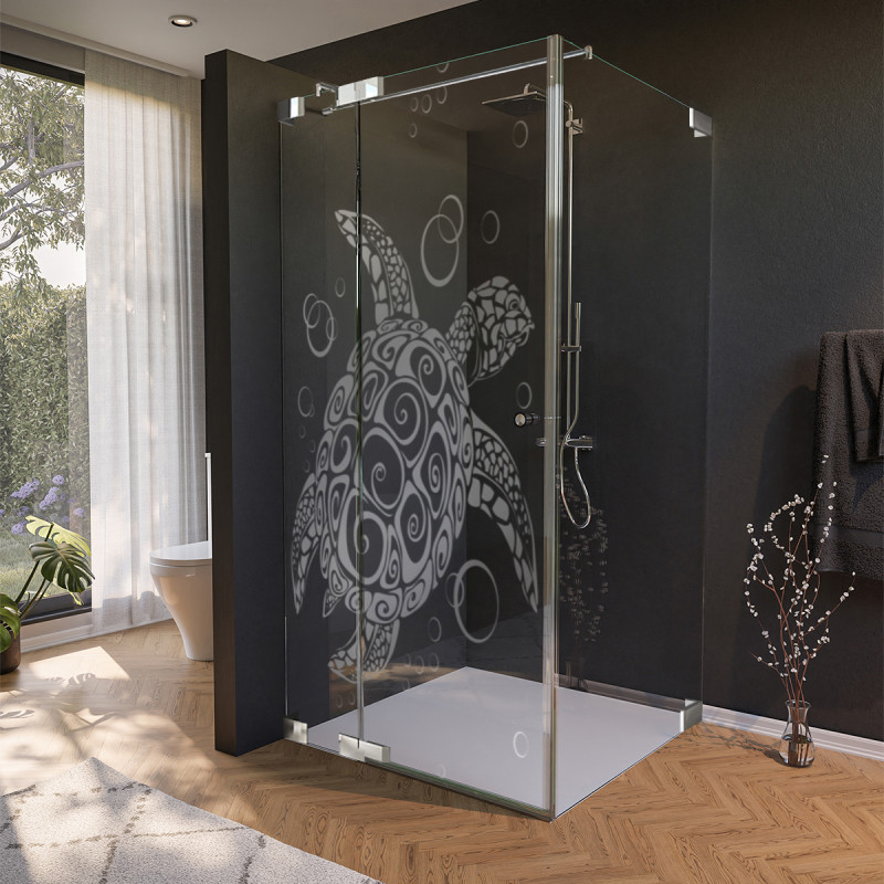 Glas douchecabine deur zijdelings met motief SCHILD KRUIS 210