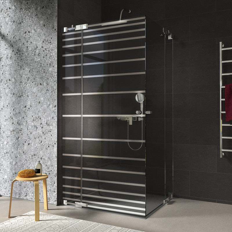 Glas douchecabine met strepen hoekinstap FORRADO 1/209