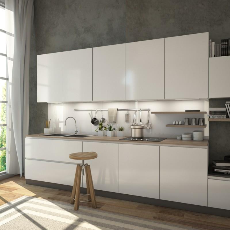Glazen keukenachterwand op maat - Wit / Alpine wit - REF 9003, 6mm