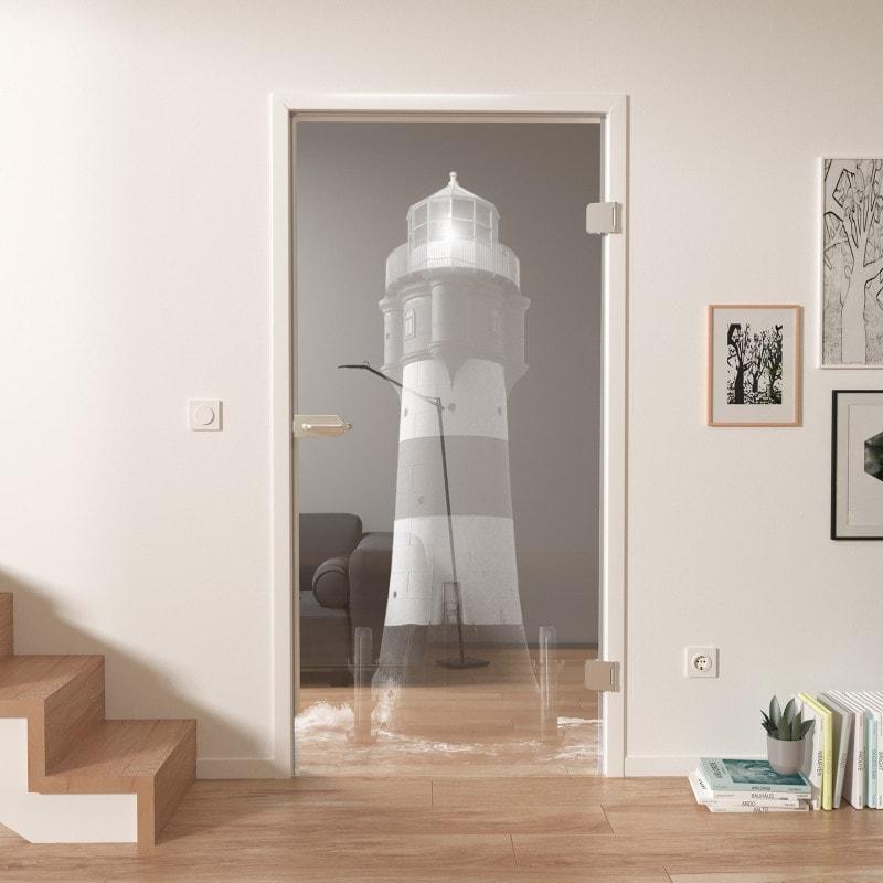 Glazen deur met motief LIGHTING TOWER