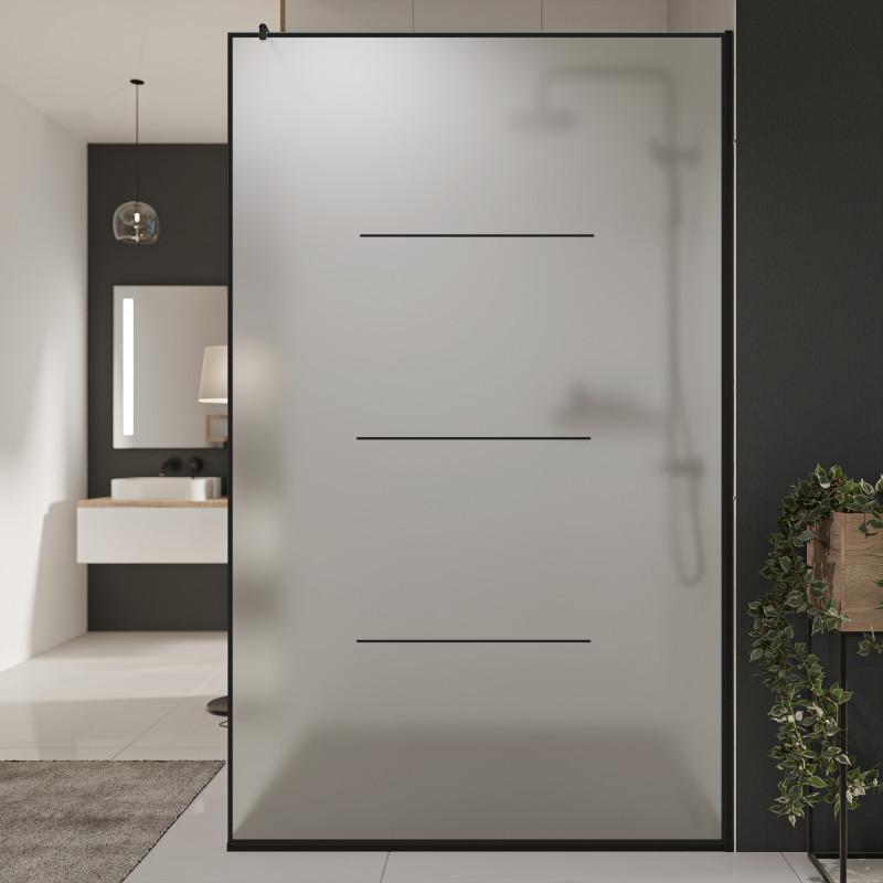 Glazen scheidingswand douche Satinato met zwarte opdruk FRAME LINE 2 Glazen scheidingswand douche Satinato met zwarte opdruk FRAME LINE 2