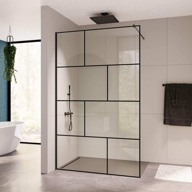 Glazen scheidingswand douche met kleurendruk FRAME BRICK
