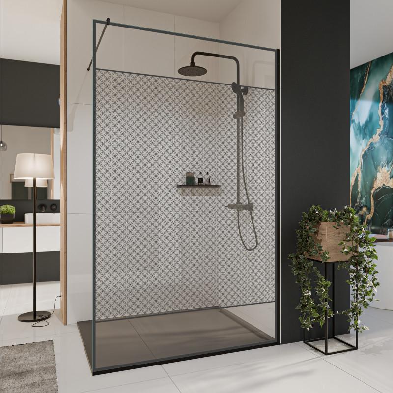 Glazen scheidingswand douche met kleurendruk FRAME SQUARES 3 Glazen scheidingswand douche met kleurendruk FRAME SQUARES 3
