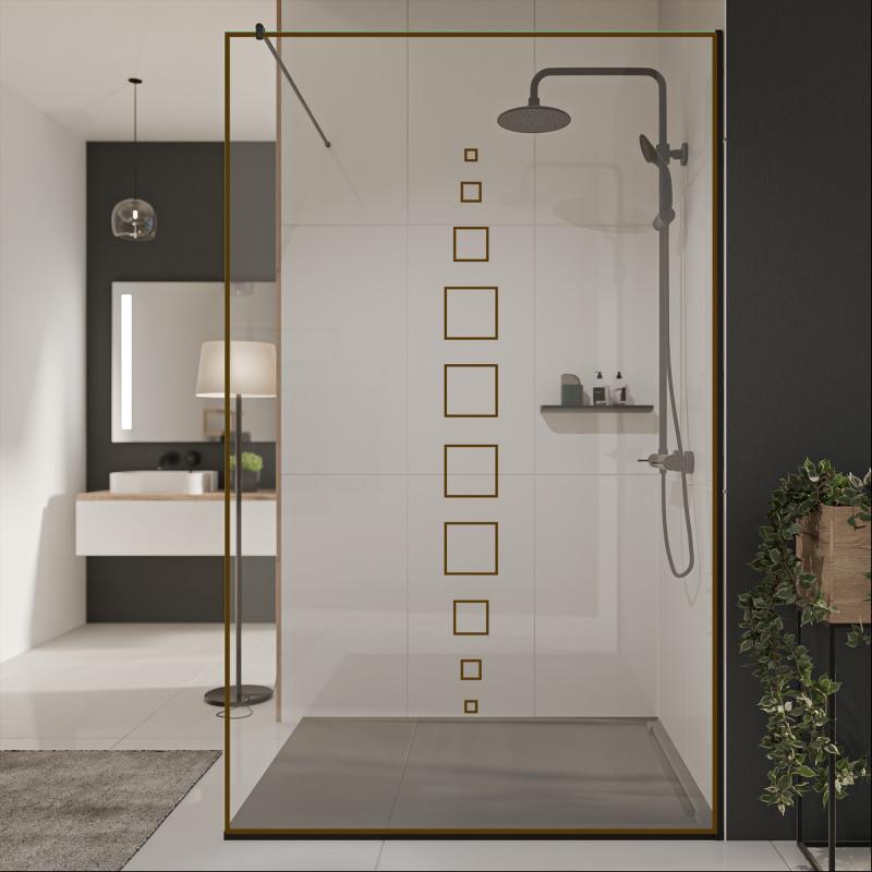Glazen scheidingswand douche met kleurendruk FRAME SQUARES 4 Glazen scheidingswand douche met kleurendruk FRAME SQUARES 4