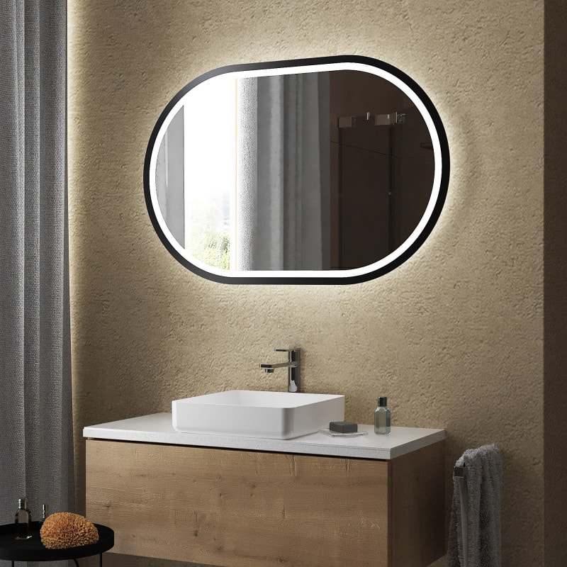 LED-spiegel Afgerond gelakt F602L4KTL Zwart LED-spiegel Afgerond gelakt F602L4KTL Zwart