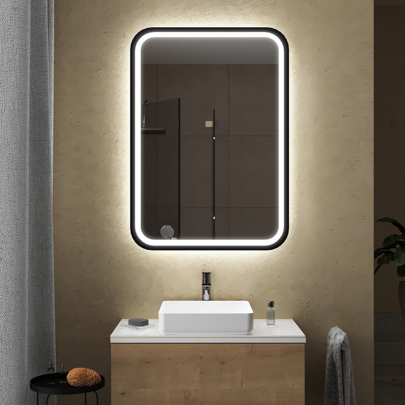 LED-spiegel met ronde hoeken Gedeeltelijk gelakt - F582L4RTL Zwart LED-spiegel met ronde hoeken Gedeeltelijk gelakt - F582L4RTL Zwart