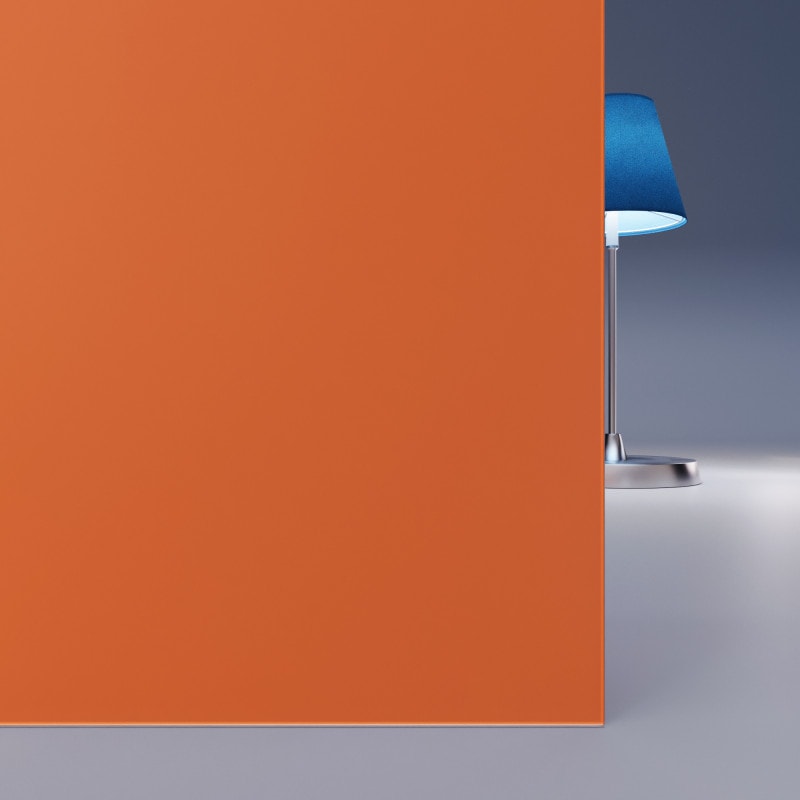 Oranje gelakt gehard veiligheidsglas Satijn 4mm