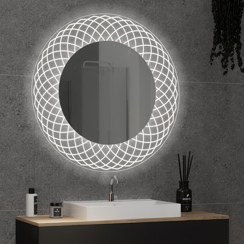 Ronde LED spiegel met glazen omlijsting Lisandra 1 Ronde LED spiegel met glazen omlijsting Lisandra 1