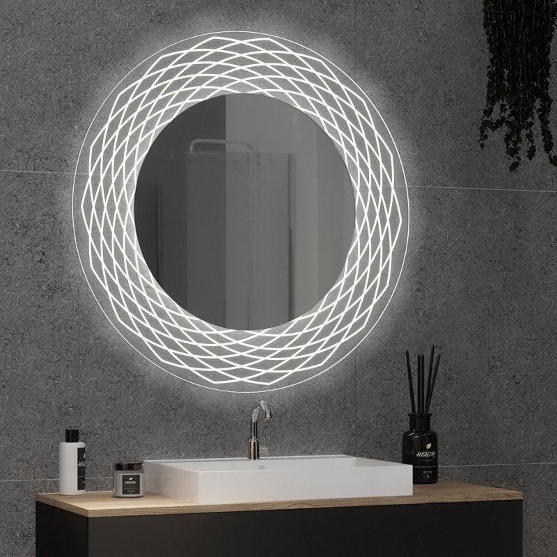 Ronde LED spiegel met glazen omlijsting Lisandra 3 Ronde LED spiegel met glazen omlijsting Lisandra 3