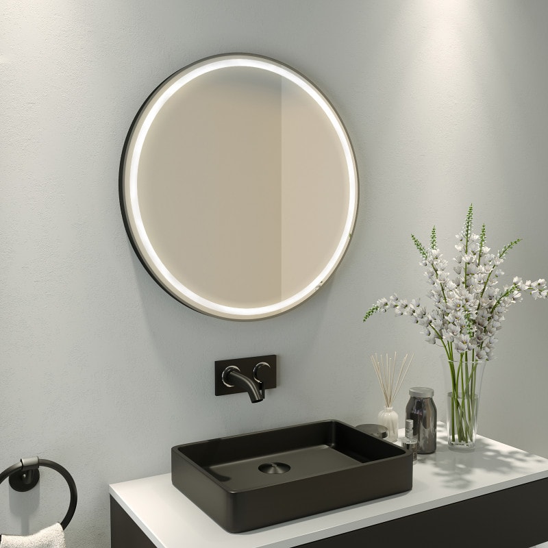 Ronde Smart Home spiegel met lijst KNX/Dali - PLUTO 2SH Ronde Smart Home spiegel met lijst KNX/Dali - PLUTO 2SH