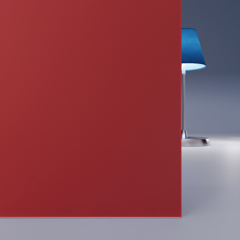 Rood gelakt gehard veiligheidsglas Satijn 4mm