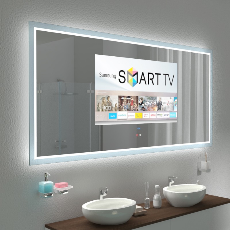 Spiegel met TV en glazen omkadering - AURORA 2