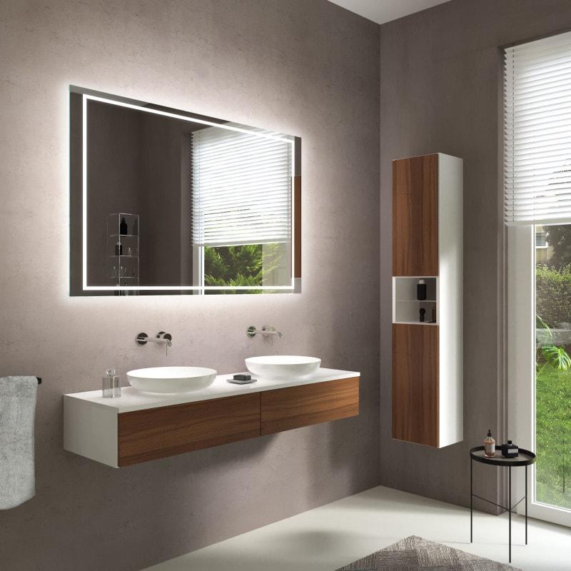 Badkamer Spiegel met LED Verlichting, Touch Sensor, Badkamer Wandspiegel - Verlichte Badkamerspiegel voor Thuis, Badkamer, Hotel, Schoonheidssalon (White Light, 50x70x4,5cm