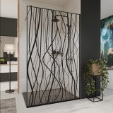 Glaswand douche met kleurendruk FRAME FLORA 1