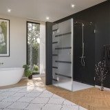 Maatwerk douchecabine met satijnglas, deur aan de zijkant AREA 7/210