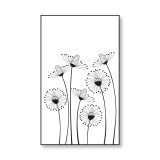 Glazen scheidingswand douche satijnglas met zwarte opdruk FRAME DANDELION Glazen scheidingswand douche satijnglas met zwarte opdruk FRAME DANDELION