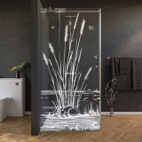 Glas Douchecabine deur zijdelings met motief RIET 1/210