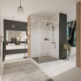 Glazen scheidingswand douche met kleurendruk FRAME BRICK