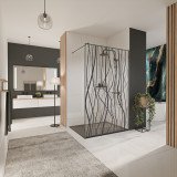 Glaswand douche met kleurendruk FRAME FLORA 1