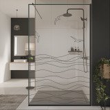 Glazen scheidingswand douche met kleurendruk FRAME MEER 3