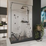 Glazen scheidingswand douche met kleurendruk FRAME UNDERWATER