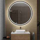 Ronde LED-spiegel gedeeltelijk gelakt - CHARON zwart Ronde LED-spiegel gedeeltelijk gelakt - CHARON zwart