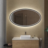 Ovale LED-spiegel gedeeltelijk zwart gelakt F662L4OTL Ovale LED-spiegel gedeeltelijk zwart gelakt F662L4OTL
