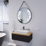 Ronde LED-spiegel met riem zwart JULIET 2R