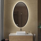 Ovale LED-spiegel met zwarte rand gedeeltelijk gelakt F659L4OTL Ovale LED-spiegel met zwarte rand gedeeltelijk gelakt F659L4OTL