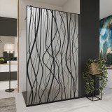 Glazen scheidingswand douche Satinato met zwarte opdruk FRAME FLORA 1
