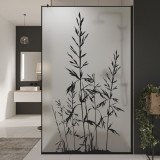 Glazen scheidingswand douche Satinato met zwarte opdruk FRAME GRÄSER Glazen scheidingswand douche Satinato met zwarte opdruk FRAME GRÄSER