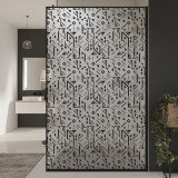 Glazen scheidingswand douche Satinato met zwarte opdruk FRAME MEMPHIS 1