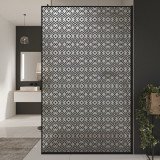 Glazen scheidingswand douche Satinato met zwarte opdruk FRAME MEMPHIS 2