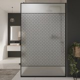 Glazen scheidingswand douche Satinato met zwarte print FRAME SQUARES 2