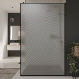 Glazen scheidingswand douche Satinatoglas met zwarte print FRAME SQUARES 5